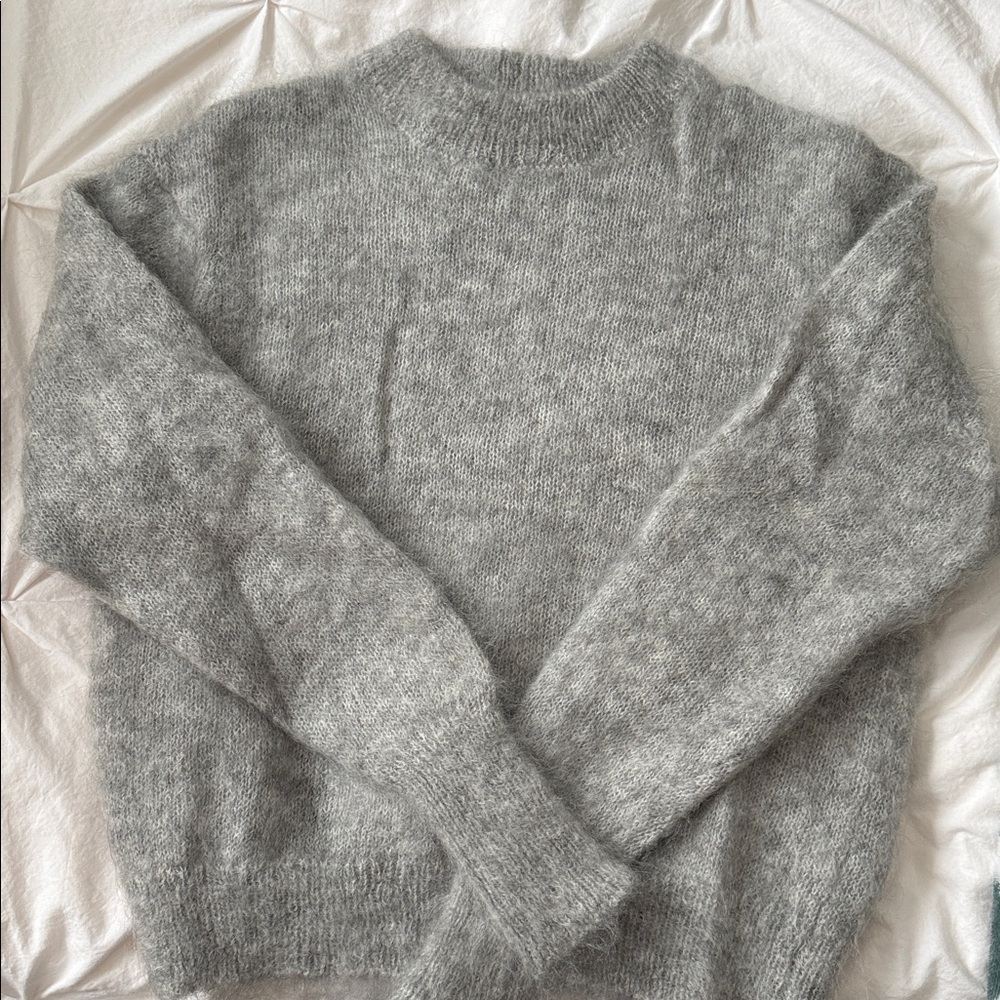 Wilfred Heather Gray Fuzzy Crewneck Sweater